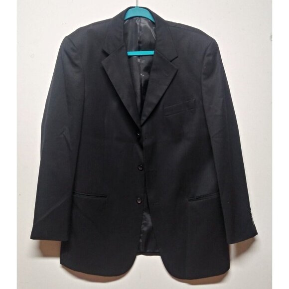 Cianni Cellini Mens 40R Blazer Sport Coat Jacket Super Gab 110's 100% Wool Black - Picture 1 of 15
